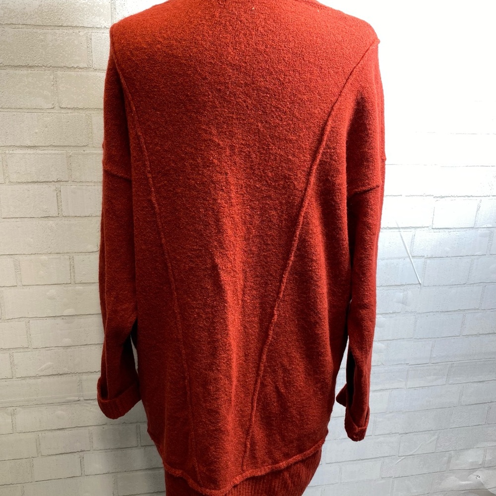 Free People Eucalyptus Wool Blend Cardigan Brick Red Heather XS OVERSIZED - Picture 16 of 16